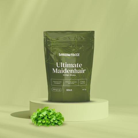 Image of Green package of 'Ultimate Maidenhair' on a light green background
