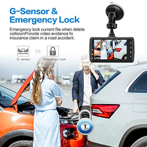 Image of Dash Cam Front with 32G SD Card, BOOGIIO 1080P FHD Car Driving Recorder 3'' IPS Screen 170°Wide Angle Dashboard Camera Aluminum Alloy Case, WDR G-Sensor Parking Monitor Loop Recording Motion Detection