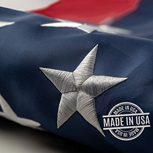 3x5 ft outdoor embroidered American flag,100% American-made, luxury embroidered star with brightly colored brass Grommets
