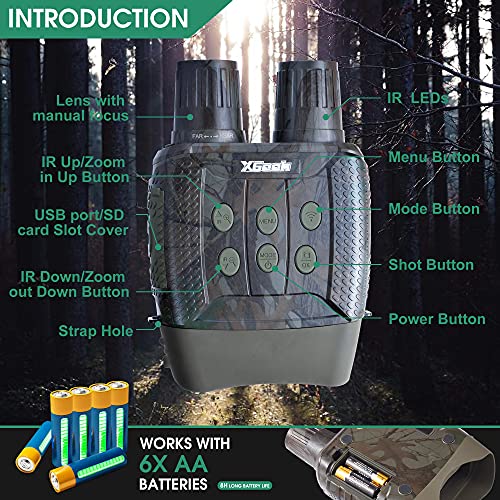 Night Vision Digital Goggles Scopes Binoculars for Adults Hunting - with WiFi,2.4" LCD Screen 4X Zoom, HD Image & 960p Video from 300m/984ft in Darkness with 32G TF Card for Spy, Monitoring