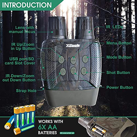 Image of Night Vision Digital Goggles Scopes Binoculars for Adults Hunting - with WiFi,2.4" LCD Screen 4X Zoom, HD Image & 960p Video from 300m/984ft in Darkness with 32G TF Card for Spy, Monitoring