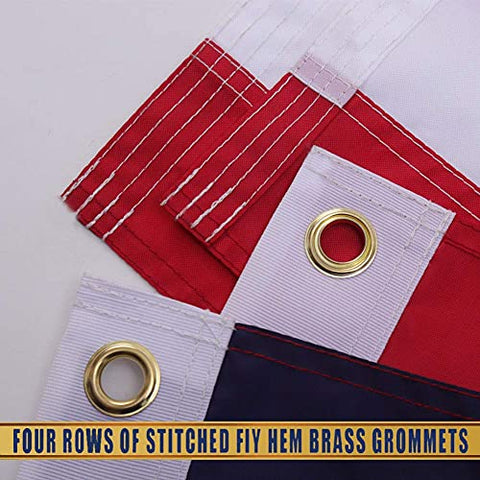 Image of 3x5 ft outdoor embroidered American flag,100% American-made, luxury embroidered star with brightly colored brass Grommets