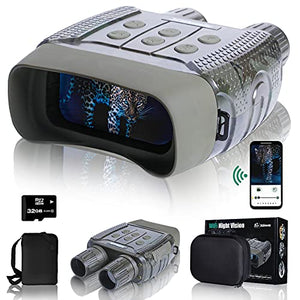 Night Vision Digital Goggles Scopes Binoculars for Adults Hunting - with WiFi,2.4" LCD Screen 4X Zoom, HD Image & 960p Video from 300m/984ft in Darkness with 32G TF Card for Spy, Monitoring