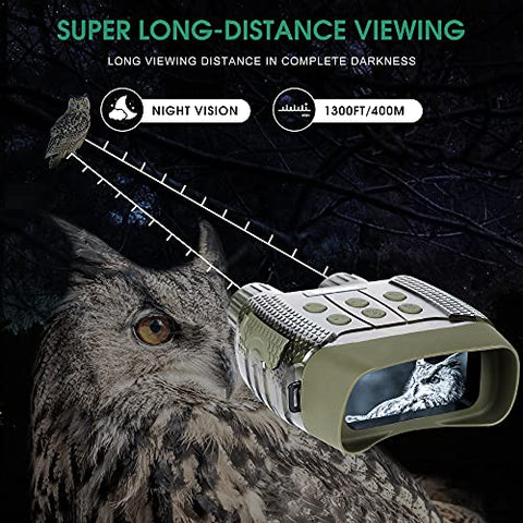 Image of Night Vision Digital Goggles Scopes Binoculars for Adults Hunting - with WiFi,2.4" LCD Screen 4X Zoom, HD Image & 960p Video from 300m/984ft in Darkness with 32G TF Card for Spy, Monitoring