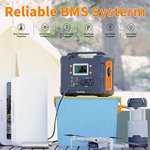 Image of FF FLASHFISH 330W Portable Power Station, 81000mAh 300Wh Solar Generator with 110V AC/DC/USB/PD-Type-c/Car Port/SOS Light, Backup Battery Pack Power for CPAP Outdoor Adventure Camping Emergency
