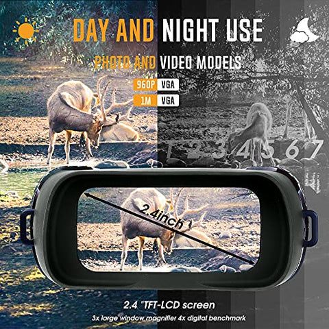 Image of Night Vision Digital Goggles Scopes Binoculars for Adults Hunting - with WiFi,2.4" LCD Screen 4X Zoom, HD Image & 960p Video from 300m/984ft in Darkness with 32G TF Card for Spy, Monitoring
