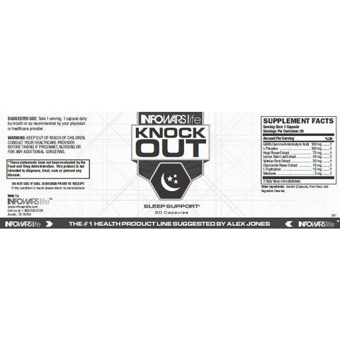 Image of Label of Bottle of Knockout Sleep Supplement