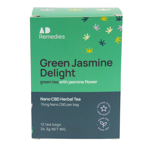Image of Green Jasmine Delight Daytime Herbal Tea with Caffeine & Nano CBD