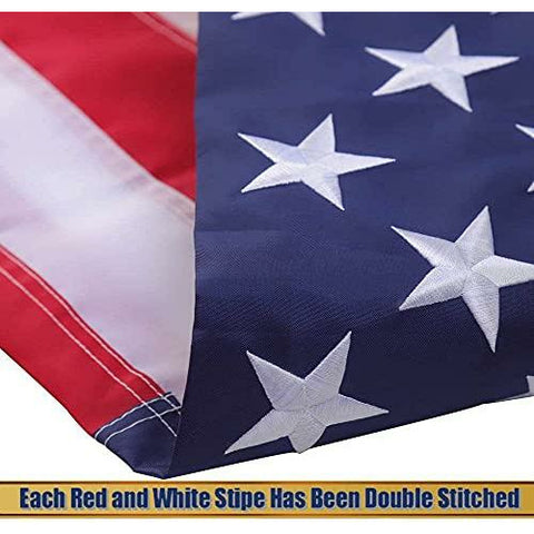 Image of 3x5 ft outdoor embroidered American flag,100% American-made, luxury embroidered star with brightly colored brass Grommets